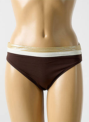 Bas de maillot de bain effet matière satinée culotte marron CYELL femme