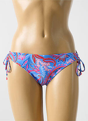 Bas de maillot de bain effet matière satinée bikini bleu CYELLM femme