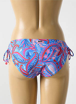 Bas de maillot de bain effet matière satinée bikini bleu CYELLM femme