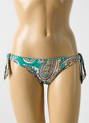 Bas de maillot de bain effet matière satinée bikini vert CYELL femme