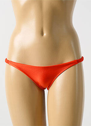 Bas de maillot de bain effet matière satinée bikini orange LULI FAMA femme