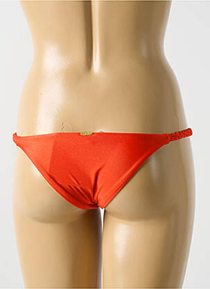 Bas de maillot de bain effet matière satinée bikini orange LULI FAMA femme