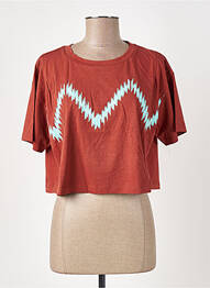 T-shirt sérigraphie floquée manches courtes marron JOACY femme