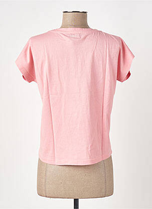 T-shirt sérigraphie floquée manches courtes rose JOACY femme