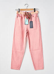 Jeans coupe large stretch taille normale rose JOACY femme