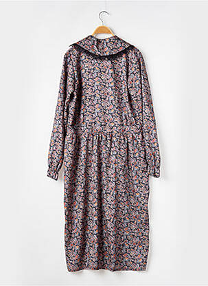 Robe mi-longue imprimé fleurs manches longues noir REZINE femme