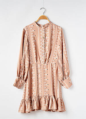 Robe courte fermeture zippée au dos manches longues beige SANS MARQUE femme