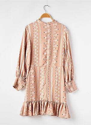 Robe courte fermeture zippée au dos manches longues beige SANS MARQUE femme