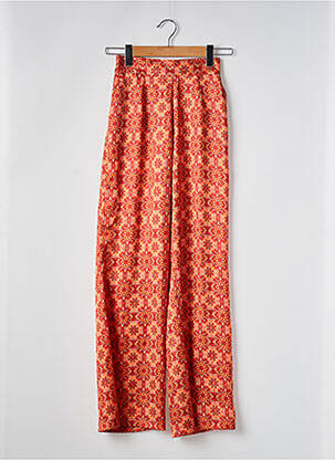 Pantalon large fermeture zip latéral taille normale orange REZINE femme