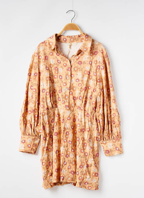 Robe courte manches longues manches longues orange REZINE femme
