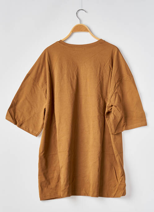 T-shirt coupe droite manches courtes marron SANS MARQUE femme