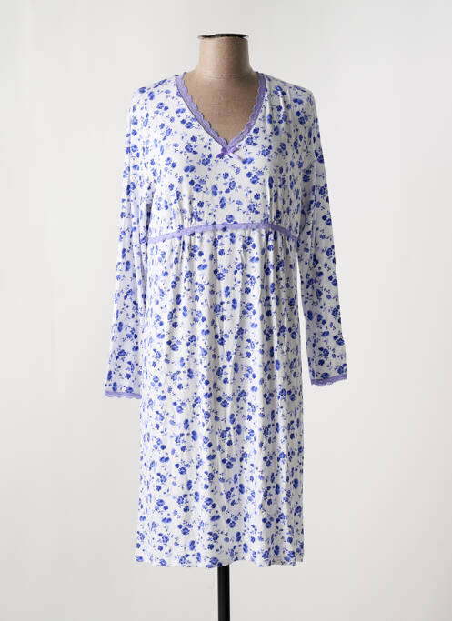 Chemise de nuit imprimé fleurs bleu LOHE femme