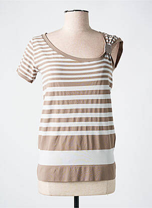 Top imprimé fantaisie manches courtes beige LE BOURGET femme