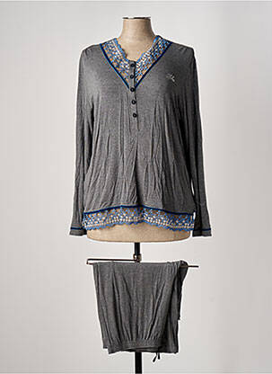 Pyjama col v gris LOHE femme