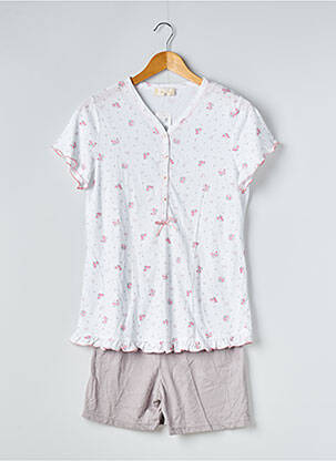 Pyjashort blanc PRIMA ROSA pour femme