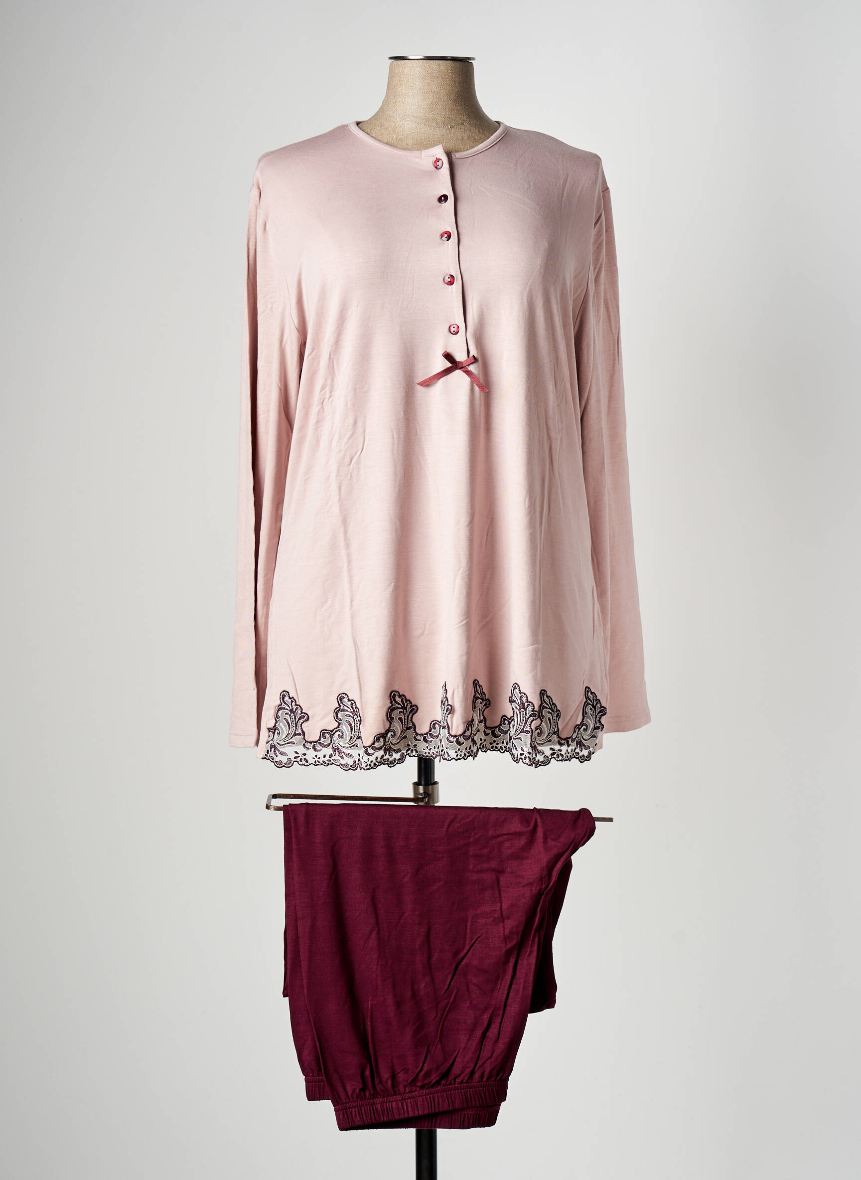 Pyjama Soie Darjeeling Pyjama Solde Pyjama Manches Longues Rose