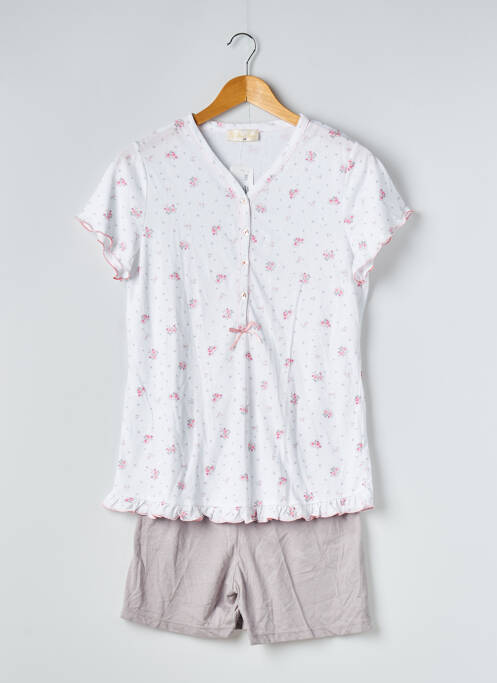 Pyjashort blanc PRIMA ROSA pour femme