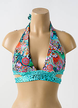 Haut de maillot de bain stretch haut soutien-gorge emboitant bleu LULI FAMA femme