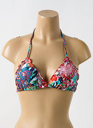 Haut de maillot de bain stretch haut soutien-gorge avec mousse de rembourrage amovible rouge LULI FAMA femme