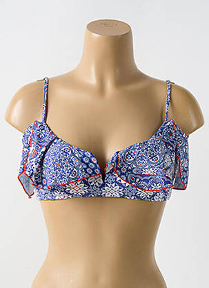 Haut de maillot de bain stretch haut soutien-gorge avec mousse de rembourrage amovible bleu LULI FAMA femme