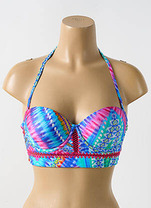 Haut de maillot de bain stretch haut soutien-gorge moulé bleu LULI FAMA femme