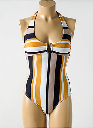 Maillot de bain 1 pièce stretch haut soutien-gorge balconnet jaune CYELL femme