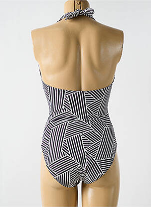 Maillot de bain 1 pièce imprimé fantaisie haut triangles noir CYELL femme
