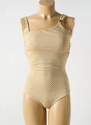 Maillot de bain 1 pièce stretch haut soutien-gorge moulé beige CYELL femme