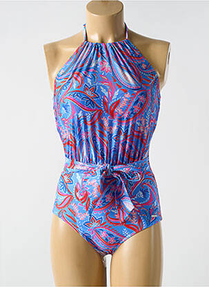 Maillot de bain 1 pièce imprimé fantaisie haut soutien-gorge moulé bleu CYELL femme