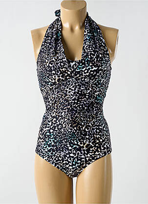 Maillot de bain 1 pièce imprimé fantaisie haut soutien-gorge moulé noir CYELL femme