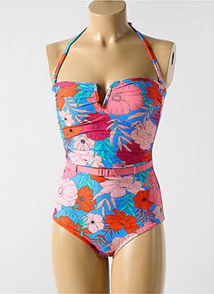 Maillot de bain 1 pièce bretelles élastiquées amovibles haut bandeau bleu CYELL femme
