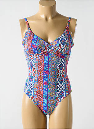 Maillot de bain 1 pièce imprimé fantaisie haut soutien-gorge moulé bleu CYELL femme