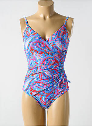 Maillot de bain 1 pièce imprimé fantaisie haut soutien-gorge moulé bleu CYELL femme