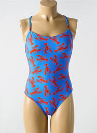 Maillot de bain 1 pièce imprimé fantaisie haut soutien-gorge moulé bleu CYELL femme