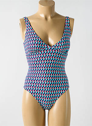 Maillot de bain 1 pièce imprimé fantaisie haut soutien-gorge moulé bleu CYELL femme