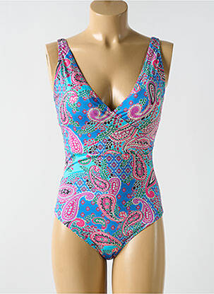 Maillot de bain 1 pièce imprimé fantaisie haut soutien-gorge moulé bleu CYELL femme