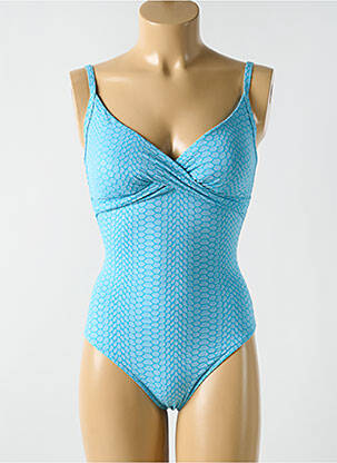 Maillot de bain 1 pièce imprimé fantaisie haut soutien-gorge moulé bleu CYELL femme