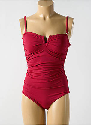 Maillot de bain 1 pièce stretch haut soutien-gorge moulé rouge CYELL femme