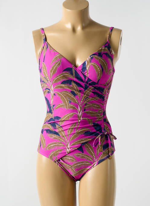 Maillot de bain 1 pièce stretch haut soutien-gorge moulé rose CYELL femme