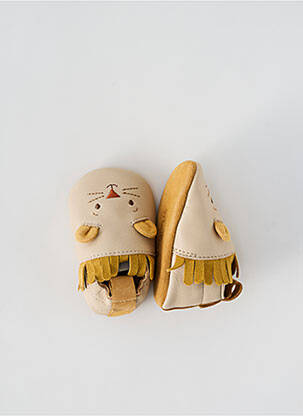 Chaussons/pantoufles tissage satiné bout rond jaune MOULIN ROTY enfant