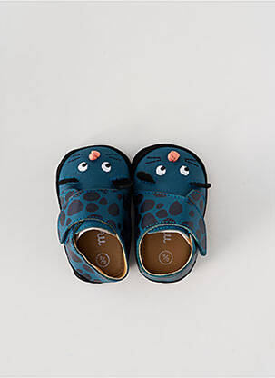 Chaussons/pantoufles semelle extérieure cuir bout rond bleu MOULIN ROTY garcon