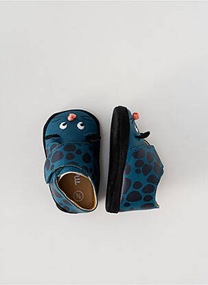 Chaussons/pantoufles semelle extérieure cuir bout rond bleu MOULIN ROTY garcon