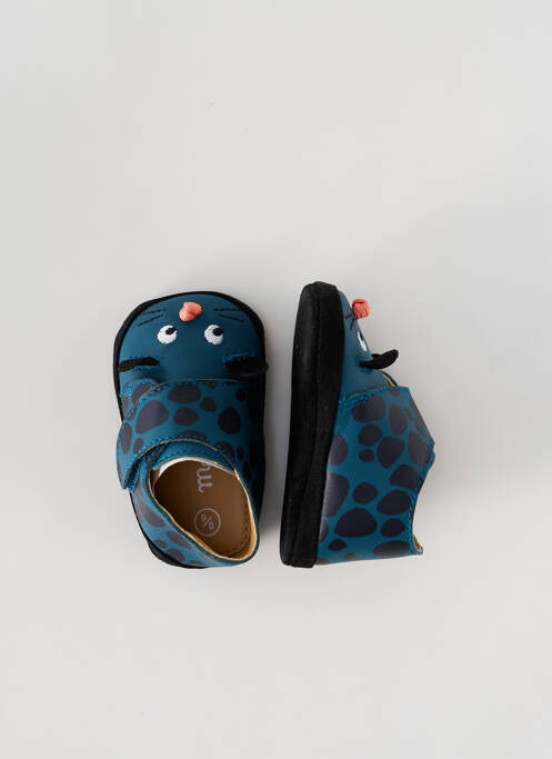 Chaussons/pantoufles semelle extérieure cuir bout rond bleu MOULIN ROTY garcon
