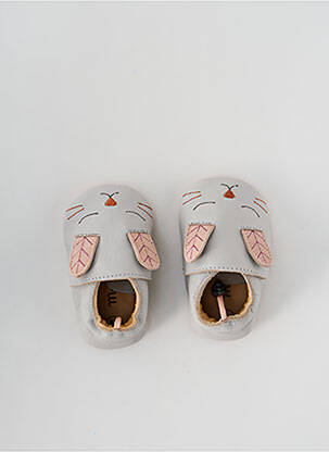 Chaussons/pantoufles semelle extérieure cuir bout rond gris MOULIN ROTY fille