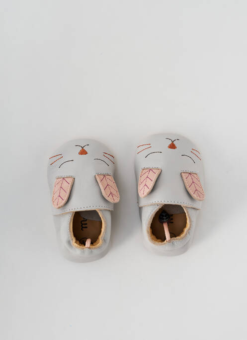 Chaussons/pantoufles semelle extérieure cuir bout rond gris MOULIN ROTY fille