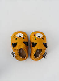Chaussons/pantoufles semelle extérieure cuir bout rond jaune MOULIN ROTY garcon