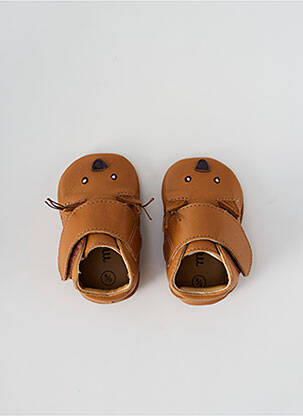 Chaussons/pantoufles semelle extérieure cuir bout rond marron MOULIN ROTY garcon