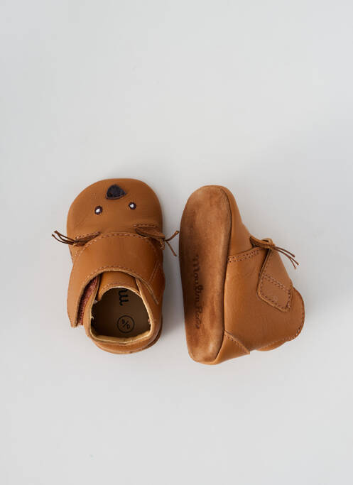Chaussons/pantoufles semelle extérieure cuir bout rond marron MOULIN ROTY garcon