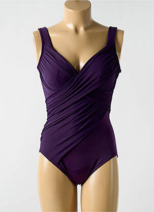 Maillot de bain 1 pièce effet matière satinée haut soutien-gorge moulé violet MIRACLESUIT femme