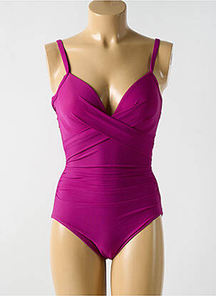 Maillot de bain 1 pièce effet matière satinée haut soutien-gorge moulé violet MIRACLESUIT femme